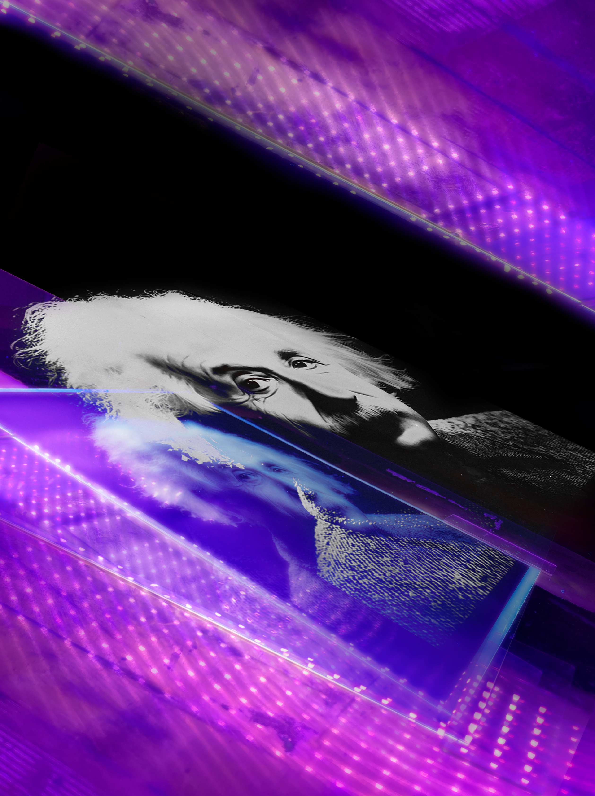 Einstein portrait created with DFP technology, transforming light into matter. Canon EOS 1200D and Photoshop compositing.