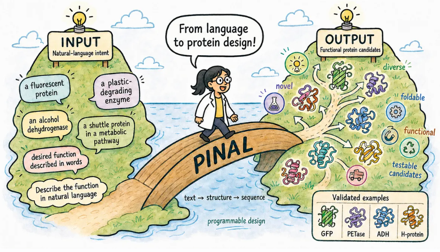 Experimental validation confirms the functions of Pinal-designed proteins across four tasks.